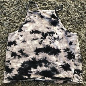 Purple Black Tie Dye Camo Crop Halter Top Pac Sun